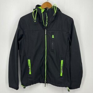 Superdry Original Windtrekker Jacket Women's M Black Full Zip Hooded Pockets